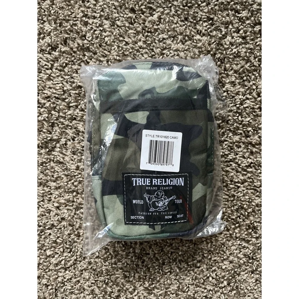True Religion Unisex Camo Signature Woven Frank Crossbody Adjustable Strap‎ Bag